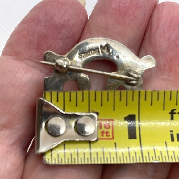 Sterling Silver Navajo Native American Signed Mosaic Inlay Lizard Brooch Pin VTG - Picture 7 of 9